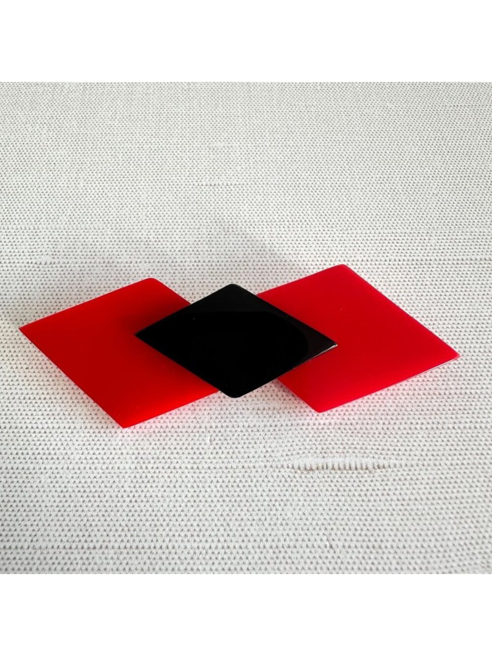 Vintage 1980s Art Deco Style Brooch Red Black Geometric Plastic Memphis Postmode